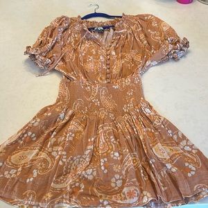 Sabo Skirt Peach cinched waist dress